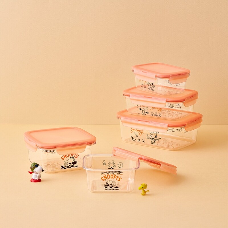 좋은 것을 담다 락앤락,스누피 사각 밀폐용기 580ml 정사각