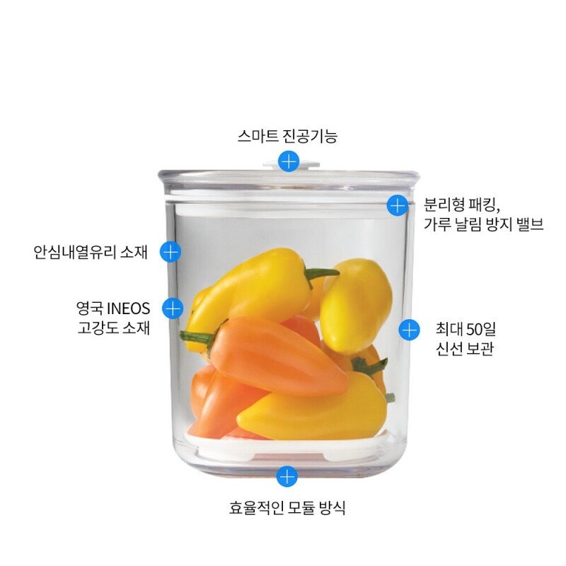 좋은 것을 담다 락앤락,[락앤락몰 전용] 프레쉬 마에스트로 진공용기 550ML 정사각 2P 세트