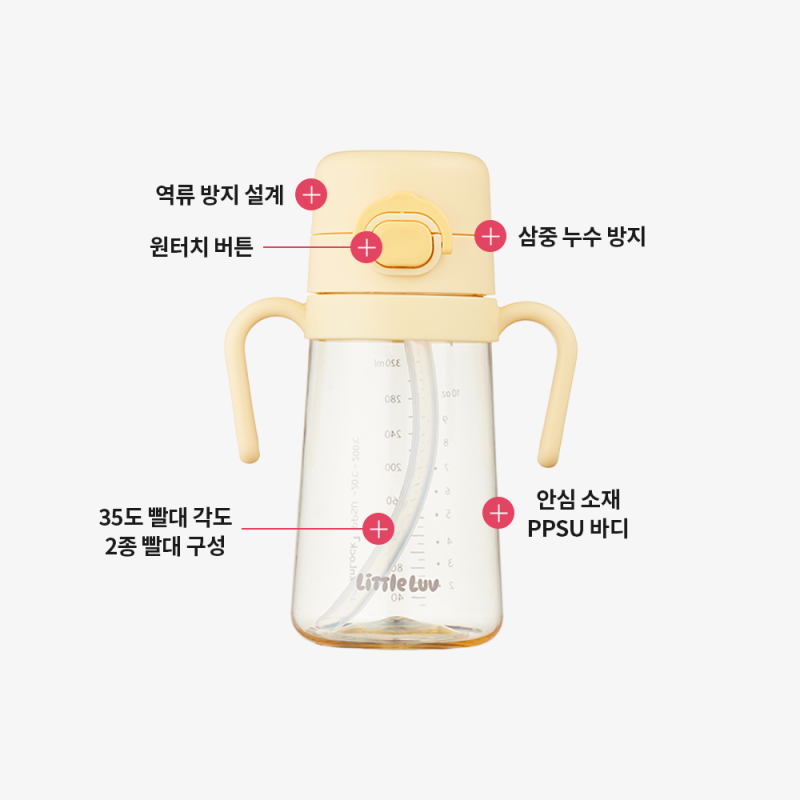 좋은 것을 담다 락앤락,리틀럽 원터치 PPSU 양손 빨대컵 400ml