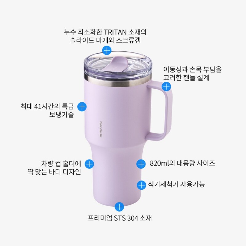 좋은 것을 담다 락앤락,[락앤락몰 전용] New 메트로 킹 텀블러 820ml 커플세트(2EA)