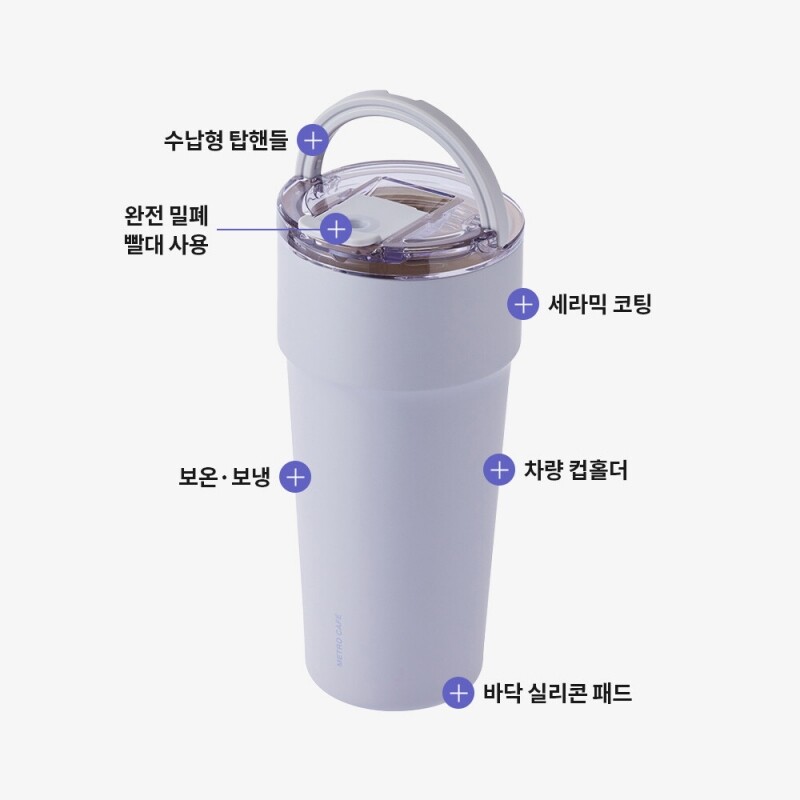 좋은 것을 담다 락앤락,메트로 카페 탑핸들 세라믹 텀블러 900ml