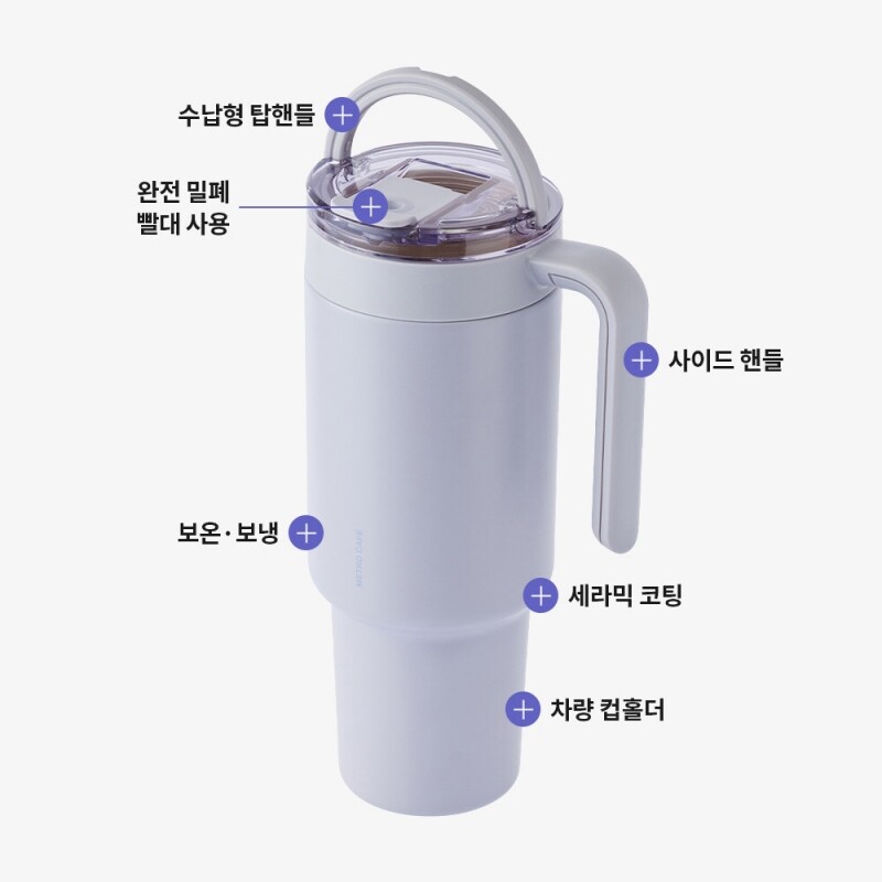 좋은 것을 담다 락앤락,메트로 카페 듀얼핸들 세라믹 텀블러 1.2L